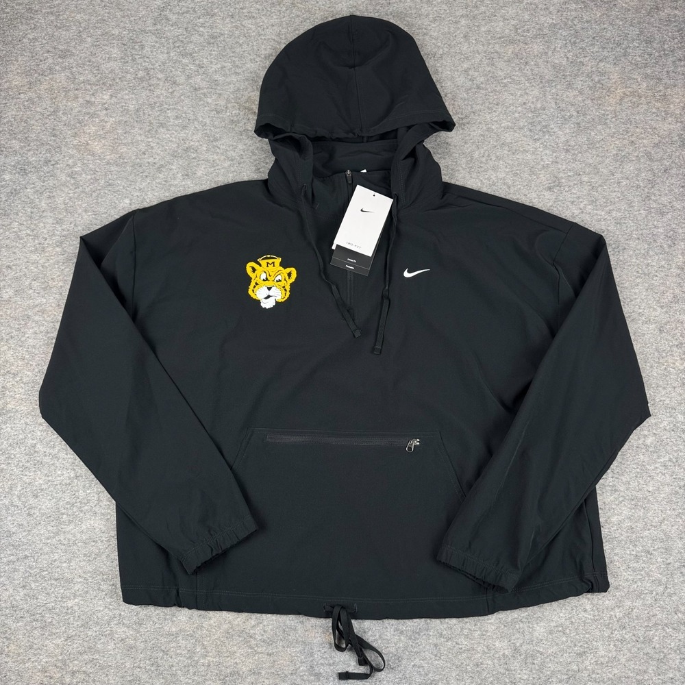 Nike Dri Fit Missouri Tigers Pro Half Zip Packable Jacket Black Womens Large L